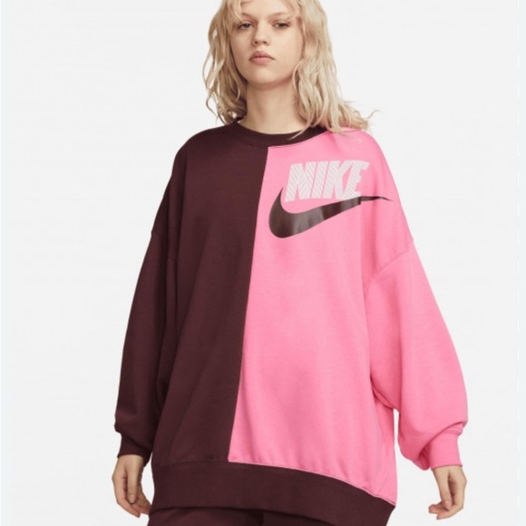 Nike Red and Pink Oversized Long Sleeve Hoodie - Picture 1 of 5
